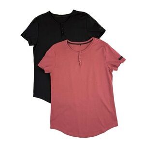 Alphalete Lot 2 Men’s T-shirts 3 Button Short Sleeve Elongated Hem Heavy Weight